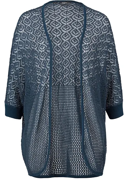 Longstrickjacke in blau von vorne - bonprix