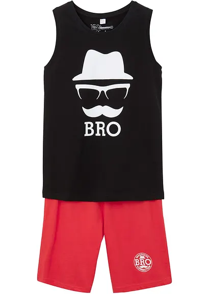 Tanktop und kurze Hose (2-tlg.Set) aus Bio Baumwolle in schwarz von vorne - bonprix