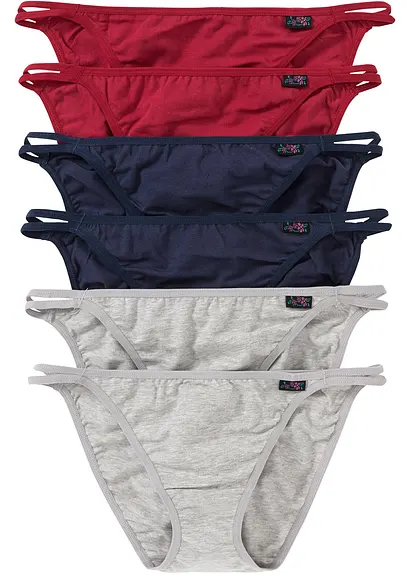 Tanga Slip (6er Pack) in grau von vorne - bonprix