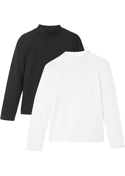 Rollkragenshirt (2er Pack) in weiß von vorne - bonprix