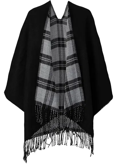 Wende-Poncho in schwarz - bonprix