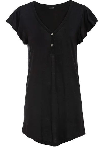 Longshirt aus Viskose in schwarz von vorne - bonprix