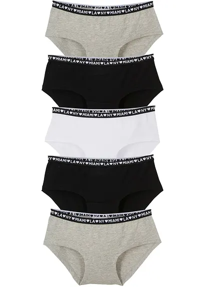 Hipster (5er-Pack) in schwarz von vorne - bonprix