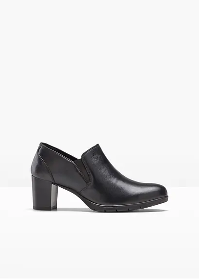 Hochfrontpumps aus Leder in schwarz - bonprix