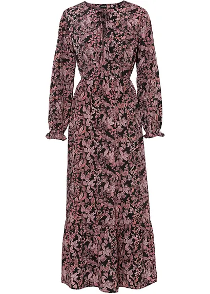 Bedrucktes Maxikleid in schwarz von vorne - bonprix