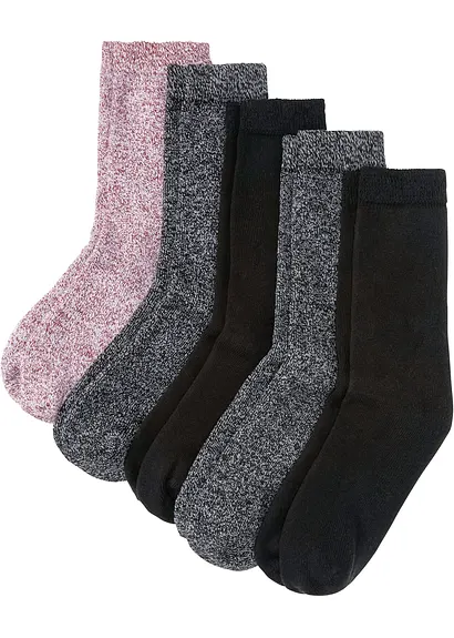 Thermo Frottee Socken mit Bio-Baumwolle (5er Pack) in schwarz - bonprix