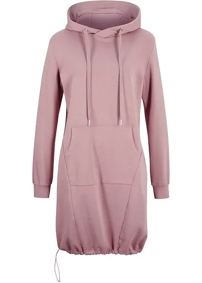 Sweatkleid aus Baumwoll-Mix in rosa von vorne - bonprix