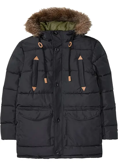 Funktionsparka mit Kapuze in schwarz von vorne - bonprix