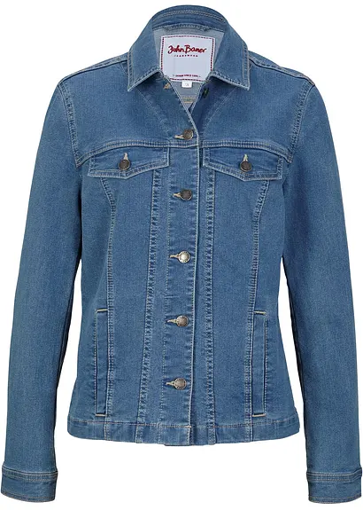 Jeansjacke in blau von vorne - bonprix