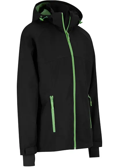 Wasserdichte Funktions-Jacke mit reflektierenden Details in schwarz von vorne - bonprix