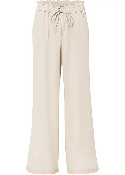 Leinen Palazzo-Hose in beige von vorne - bonprix