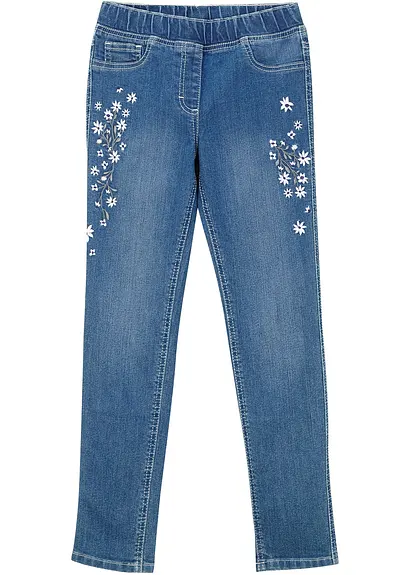 Jeggings Mid Waist in blau von vorne - bonprix