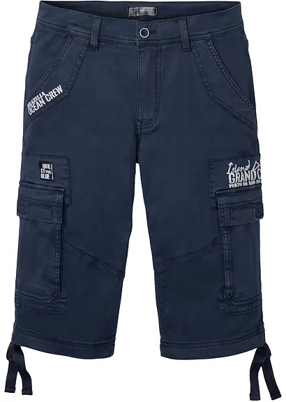 Long-Bermuda mit Cargotaschen, Regular Fit in blau von vorne - bonprix