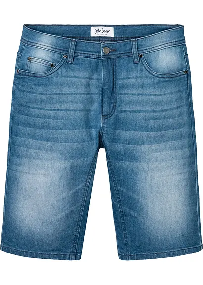 Stretch-Jeans-Bermuda mit verstärktem Schritt, Regular Fit in blau von vorne - bonprix