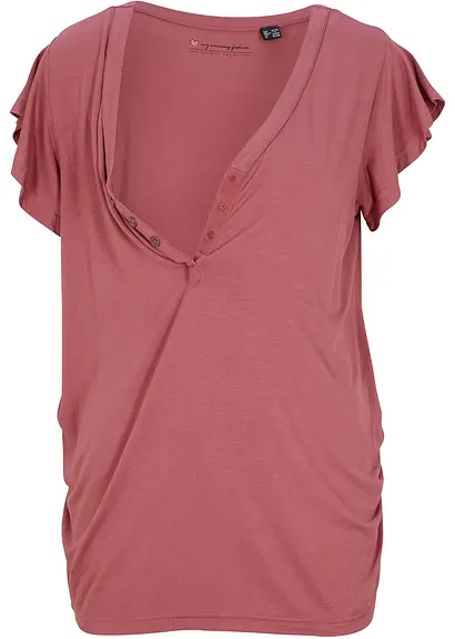 2 in 1 Umstandsshirt und Stillshirt aus nachhaltiger Viskose in lila von vorne - bonprix