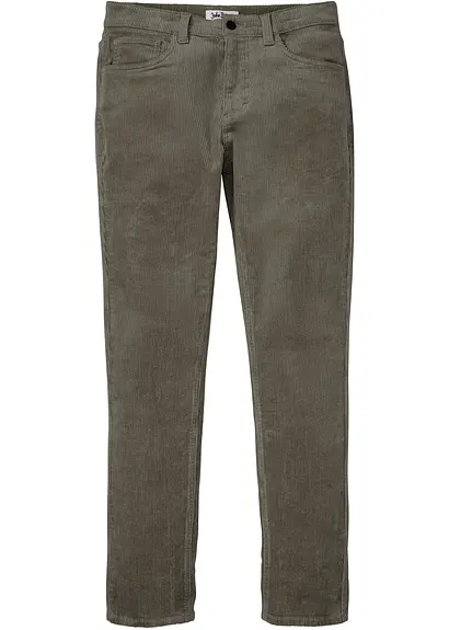 Slim Fit Stretch-Cordhose mit Komfortschnitt in grün von vorne - bonprix