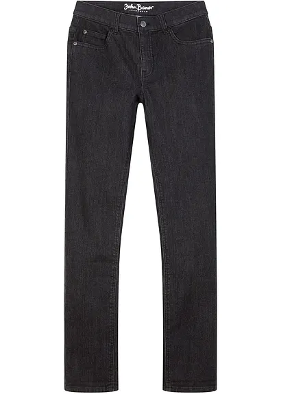 Slim Fit Stretch-Jeans, Straight in schwarz von vorne - bonprix