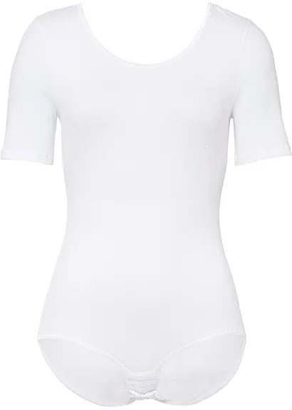 Halbarm Body mit Baumwolle in weiß von vorne - bonprix