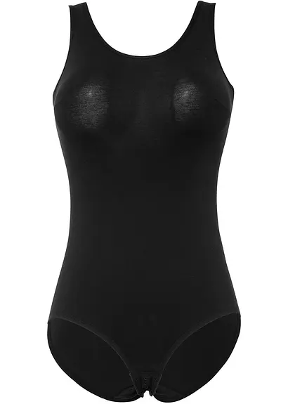 Body ohne Bügel mit Baumwolle in schwarz von vorne - bonprix