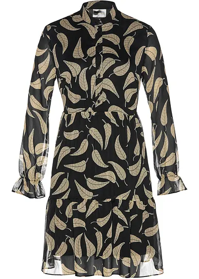 Chiffon Kleid in schwarz von vorne - bonprix
