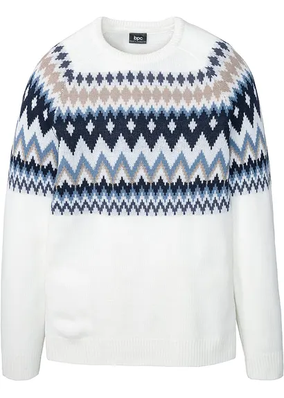 Norweger-Pullover in weiß von vorne - bonprix