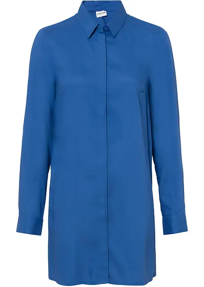Longbluse mit Schlitz aus fließender Viskose in blau von vorne - bonprix