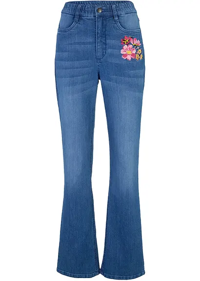 Bootcut-Jeans High Waist, Bequembund in blau von vorne - bonprix