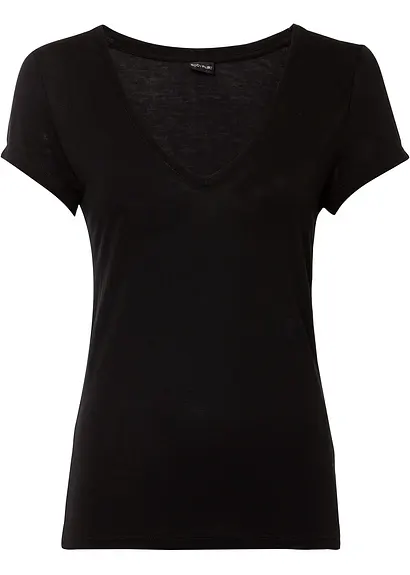 T-Shirt aus softer Viskose in schwarz von vorne - bonprix