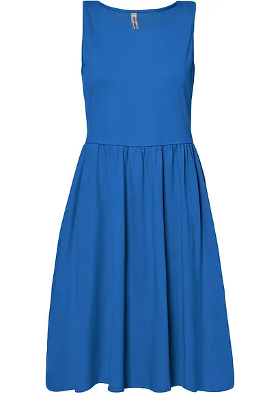 Shirtkleid mit Taschen aus reiner Baumwolle in blau von vorne - bonprix