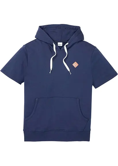 Kapuzensweatshirt, Kurzarm in blau von vorne - bonprix