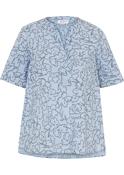 Tunikabluse aus reiner Baumwolle in blau von vorne - bonprix