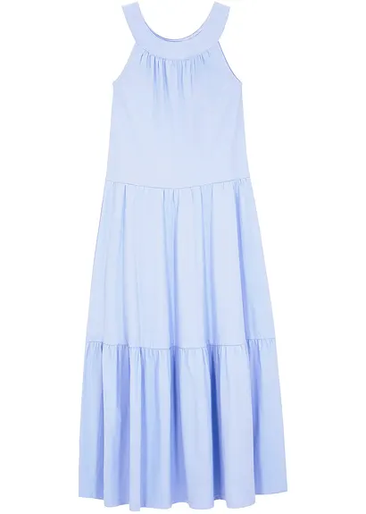 Maxi-Jerseykleid aus reiner Bio-Baumwolle in blau von vorne - bonprix