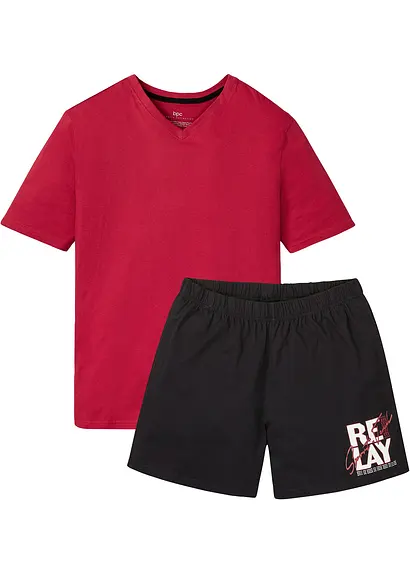 Shorty mit Bio-Baumwolle (2-tlg. Set) in schwarz von vorne - bonprix