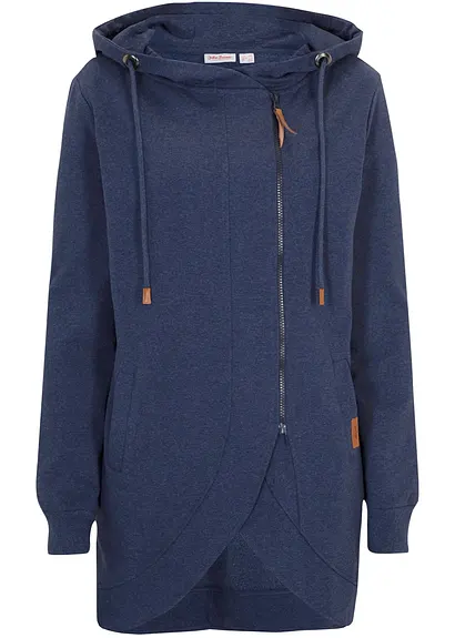 Kapuzen-Sweatjacke in blau von vorne - bonprix