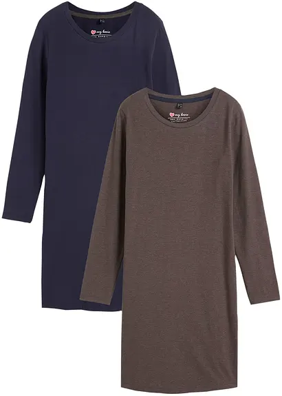 Jerseykleid aus Baumwolle mit Stretch (2er Pack) in blau von vorne - bonprix