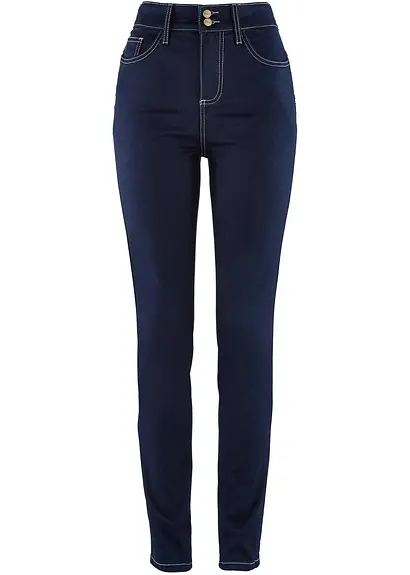 Slim-Fit-Jeans High Waist, Super Stretch in blau von vorne - bonprix