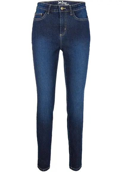 Skinny Jeans Mid Waist, Stretch in blau von vorne - bonprix