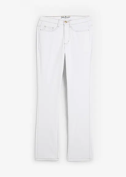 Straight Jeans Mid Waist, Stretch in weiß von vorne - bonprix