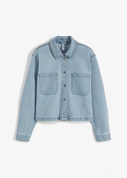 Jeansjacke in blau von vorne - bonprix