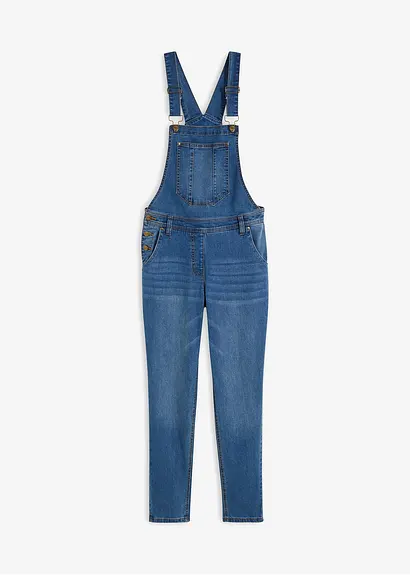 Jeans-Latzhose im Boyfriend Fit in blau von vorne - bonprix