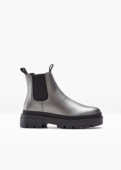 Chelsea Boot in silber von vorne - bonprix