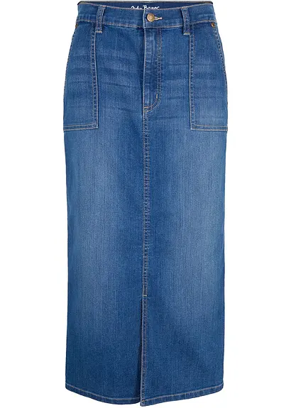 Jeansrock mit Schlitz in blau von vorne - bonprix
