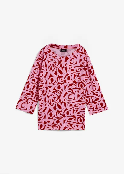 Shirt mit Rundhals-Ausschnitt, ¾-Arm in rot von vorne - bonprix