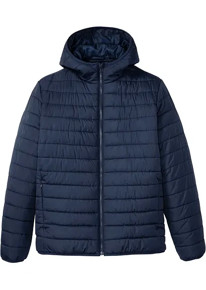 Steppjacke mit Kapuze in blau von vorne - bonprix