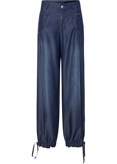 Wide-Leg-Hose aus fließendem Lyocell in blau von vorne - bonprix