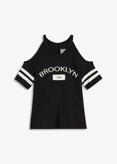 Shirt aus softer Viskose in schwarz von vorne - bonprix