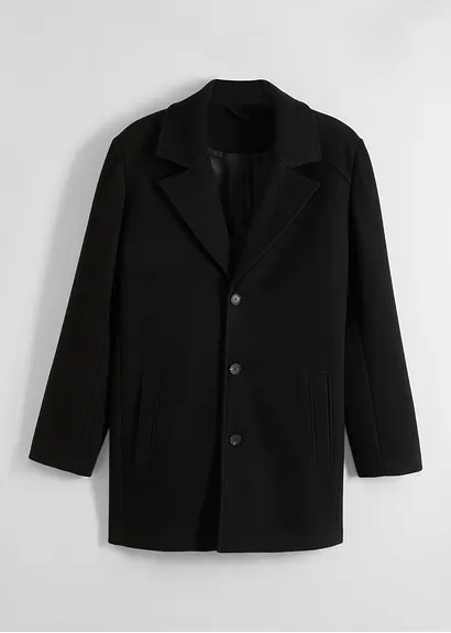 Kurzmantel mit Woll-Anteil in schwarz von vorne - bonprix
