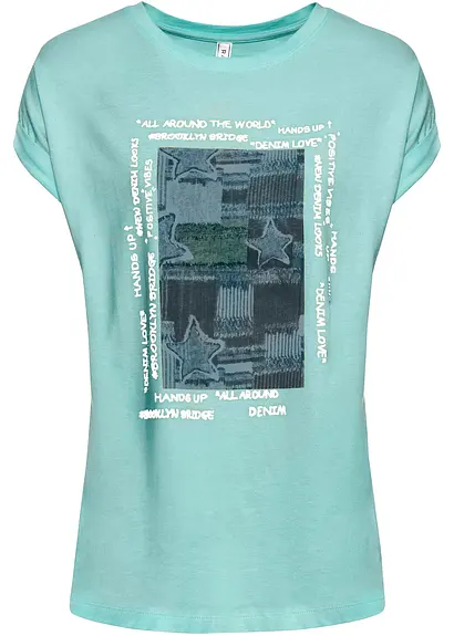 T-Shirt aus softem Viskose-Mix in blau von vorne - bonprix