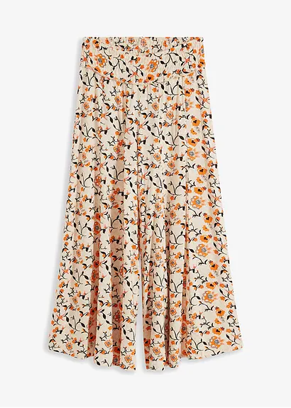 Palazzo-Hose aus fließender Viskose in beige von vorne - bonprix
