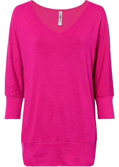 Oversized-Shirt aus fließender Viskose in pink von vorne - bonprix